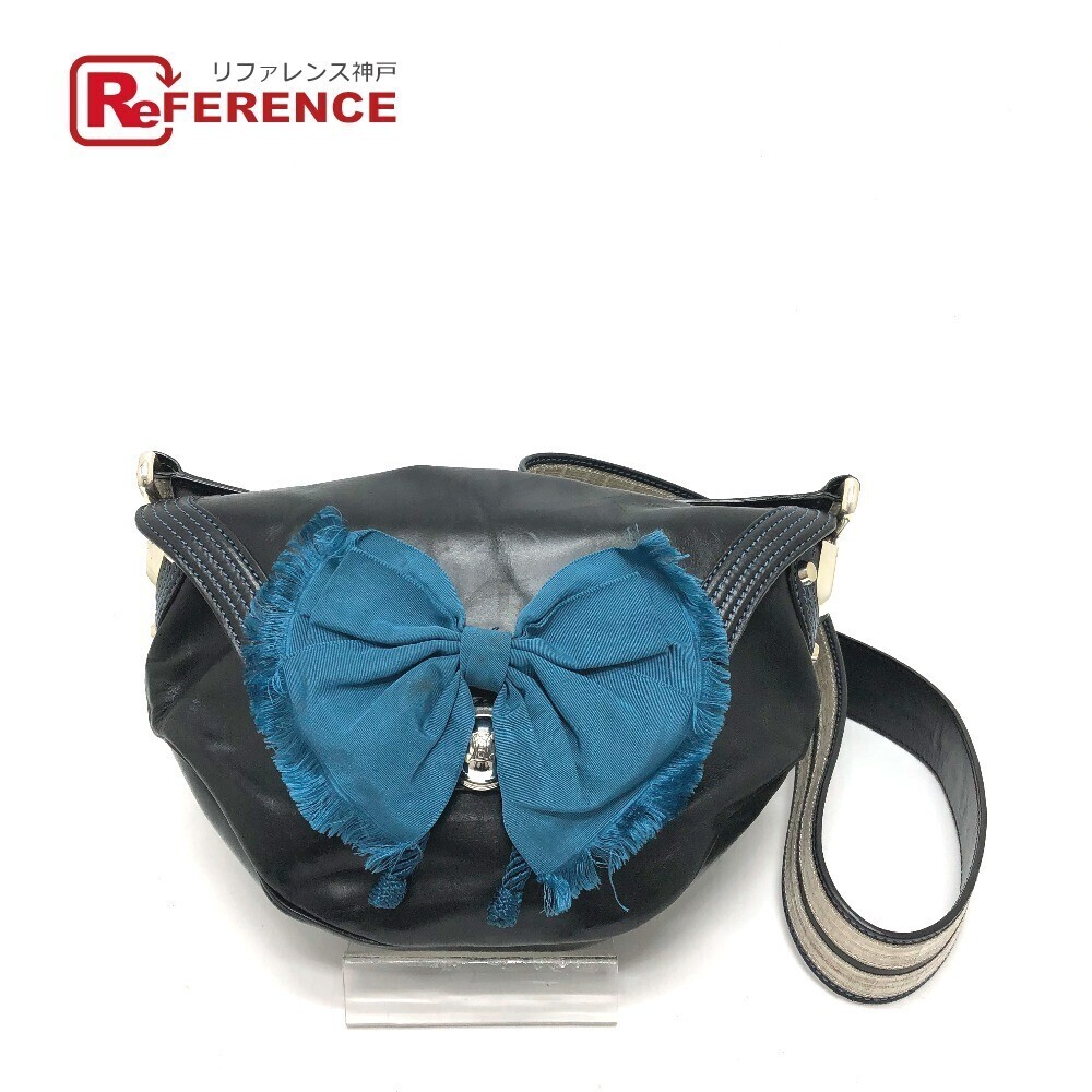CELINE Rion Crossbody Bag Shoulder Leather Black